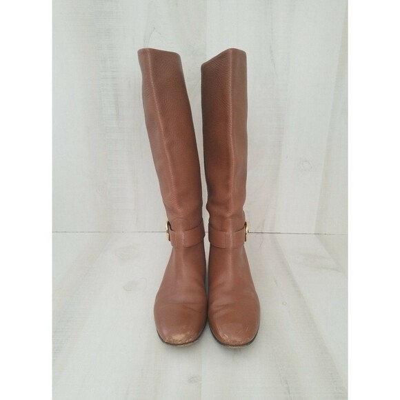 GUCCI Leather Riding Boots Side buckle Brown Sz 37.5 US 6.5 SEE PICTURES USED - Picture 3 of 12